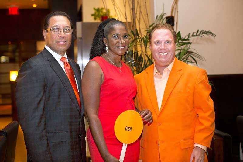 Cayman Premier Alden McLaughlin, Meals on Wheels Executive Director Beulah McField and Rob Imparato